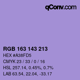 Color code: RGB 163 143 213 | qconv.com