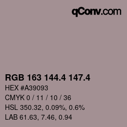 カラーコード: RGB 163 144.4 147.4 | qconv.com
