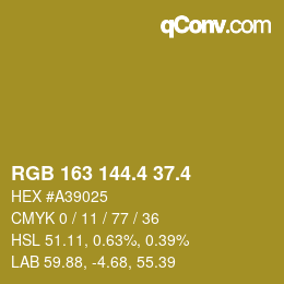 カラーコード: RGB 163 144.4 37.4 | qconv.com