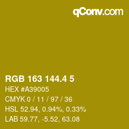 カラーコード: RGB 163 144.4 5 | qconv.com