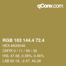 カラーコード: RGB 163 144.4 72.4 | qconv.com