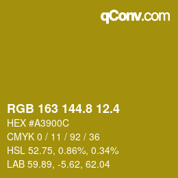 カラーコード: RGB 163 144.8 12.4 | qconv.com