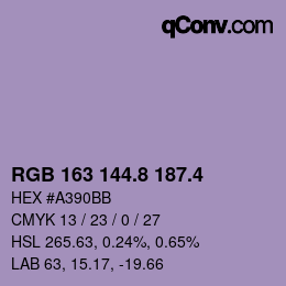 カラーコード: RGB 163 144.8 187.4 | qconv.com