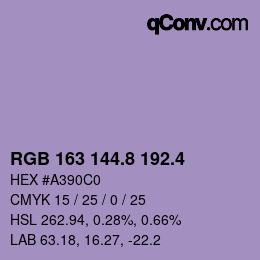 カラーコード: RGB 163 144.8 192.4 | qconv.com