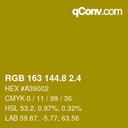 カラーコード: RGB 163 144.8 2.4 | qconv.com