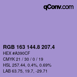 カラーコード: RGB 163 144.8 207.4 | qconv.com