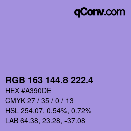 カラーコード: RGB 163 144.8 222.4 | qconv.com