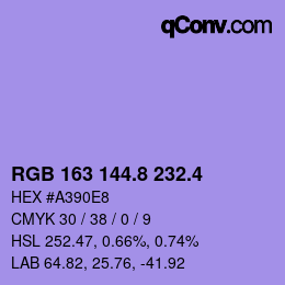 カラーコード: RGB 163 144.8 232.4 | qconv.com