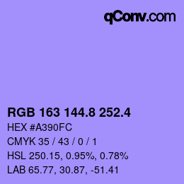 カラーコード: RGB 163 144.8 252.4 | qconv.com