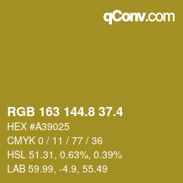 カラーコード: RGB 163 144.8 37.4 | qconv.com