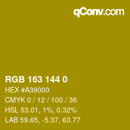 Farbcode: RGB 163 144 0 | qconv.com