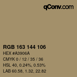 Color code: RGB 163 144 106 | qconv.com