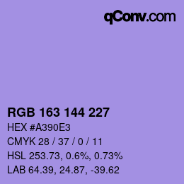 Farbcode: RGB 163 144 227 | qconv.com
