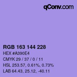 Código de color: RGB 163 144 228 | qconv.com