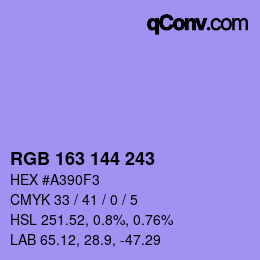 Color code: RGB 163 144 243 | qconv.com