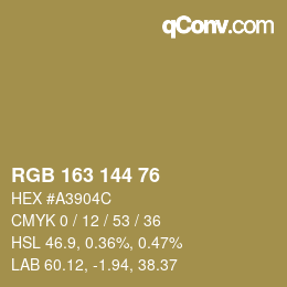 Color code: RGB 163 144 76 | qconv.com