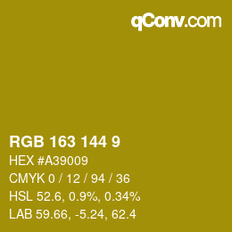 カラーコード: RGB 163 144 9 | qconv.com