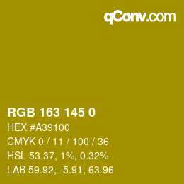 Color code: RGB 163 145 0 | qconv.com