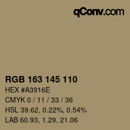 Farbcode: RGB 163 145 110 | qconv.com