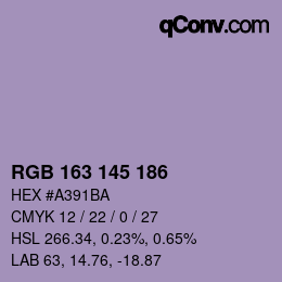 Color code: RGB 163 145 186 | qconv.com