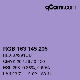 Color code: RGB 163 145 205 | qconv.com