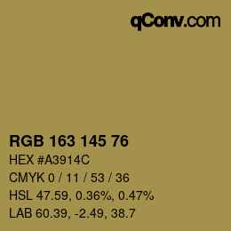 Color code: RGB 163 145 76 | qconv.com