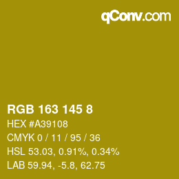 Color code: RGB 163 145 8 | qconv.com