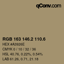 カラーコード: RGB 163 146.2 110.6 | qconv.com