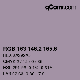 カラーコード: RGB 163 146.2 165.6 | qconv.com