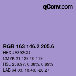 カラーコード: RGB 163 146.2 205.6 | qconv.com
