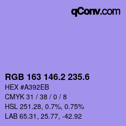 カラーコード: RGB 163 146.2 235.6 | qconv.com