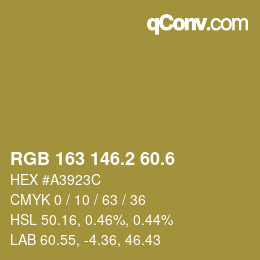 カラーコード: RGB 163 146.2 60.6 | qconv.com