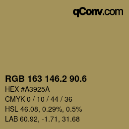 カラーコード: RGB 163 146.2 90.6 | qconv.com