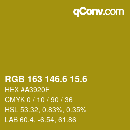 カラーコード: RGB 163 146.6 15.6 | qconv.com