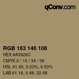 颜色代码: RGB 163 146 108 | qconv.com