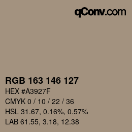 Color code: RGB 163 146 127 | qconv.com