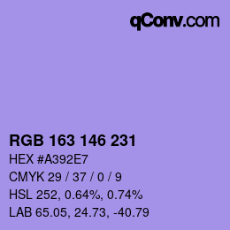 Color code: RGB 163 146 231 | qconv.com