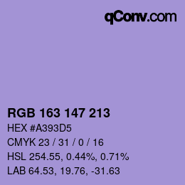 Color code: RGB 163 147 213 | qconv.com