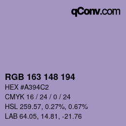 Código de color: RGB 163 148 194 | qconv.com