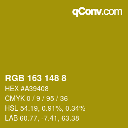 カラーコード: RGB 163 148 8 | qconv.com