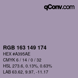 Código de color: RGB 163 149 174 | qconv.com