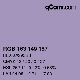 カラーコード: RGB 163 149 187 | qconv.com