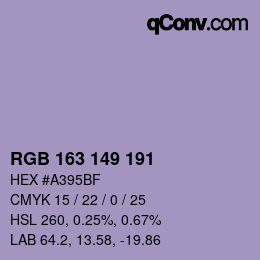 Color code: RGB 163 149 191 | qconv.com