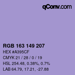 Color code: RGB 163 149 207 | qconv.com