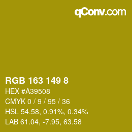 カラーコード: RGB 163 149 8 | qconv.com