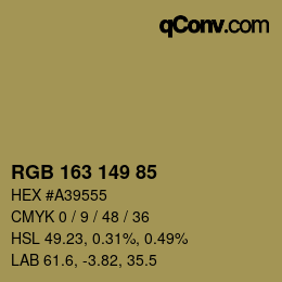 Color code: RGB 163 149 85 | qconv.com