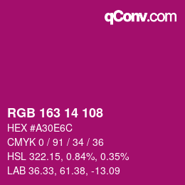 カラーコード: RGB 163 14 108 | qconv.com