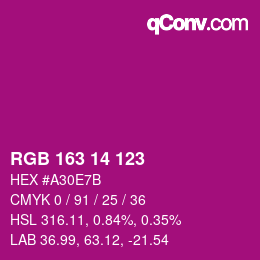 Color code: RGB 163 14 123 | qconv.com