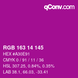 カラーコード: RGB 163 14 145 | qconv.com