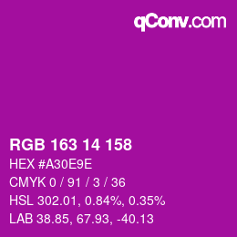Color code: RGB 163 14 158 | qconv.com